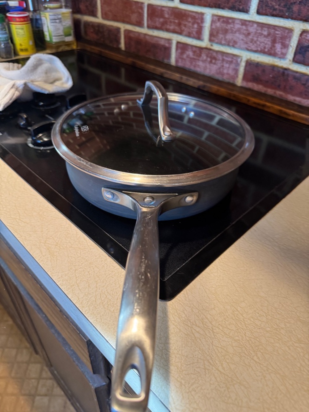 3 Quart Calphalon Gray Nonstick Sauté Pan with Glass Lid and Silver Handle - Picture 5 of 14